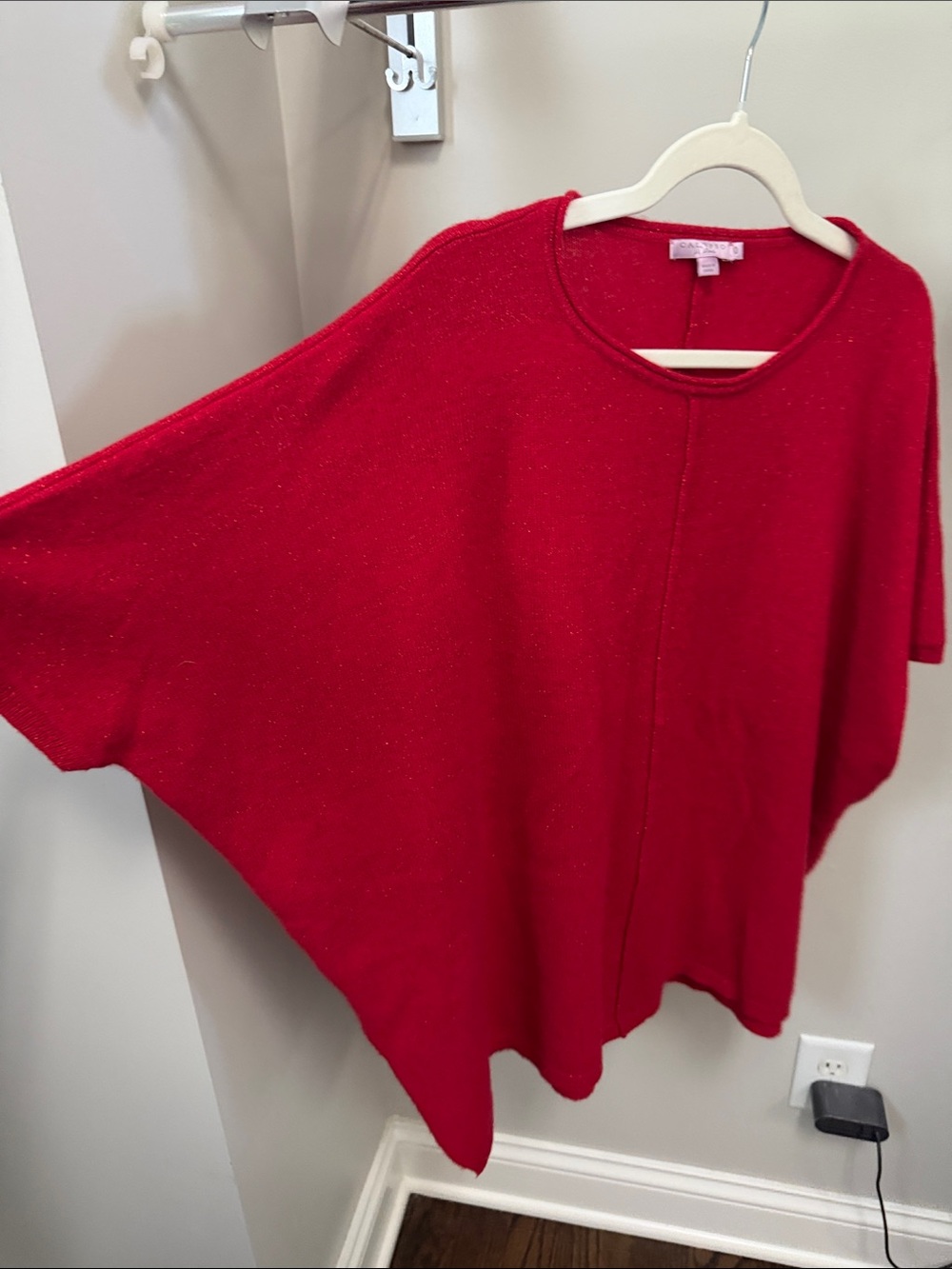 Calypso St. Barth Red Knit Poncho Sweater